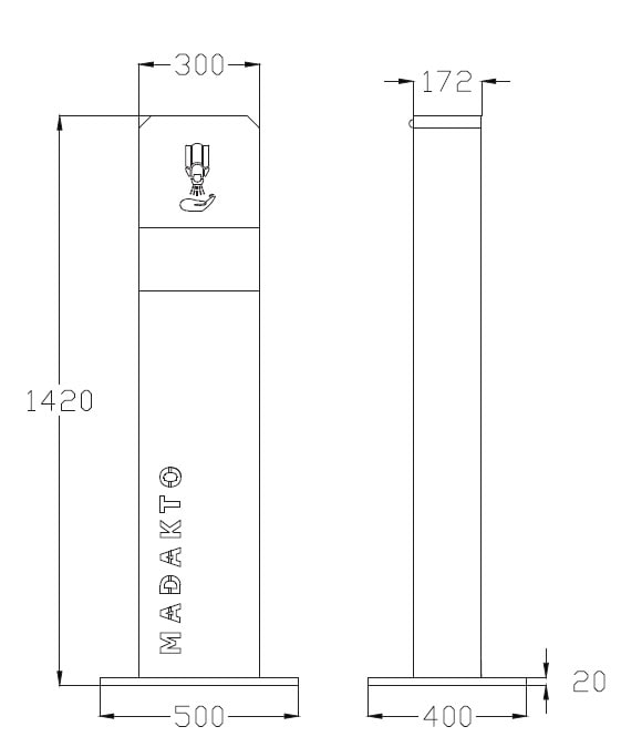 نقشه دستگاه ایستاده ضد عفونی کننده خودکار دست مدل MD ST5100DG